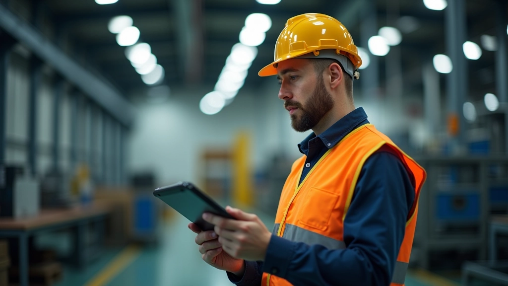 Inženýr prohlíží výrobní linku s tabulkou nových objednávek